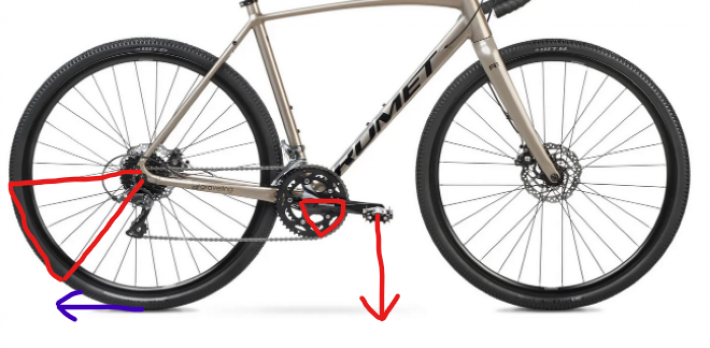 Billede af cykel påtegnet med blå og røde streger