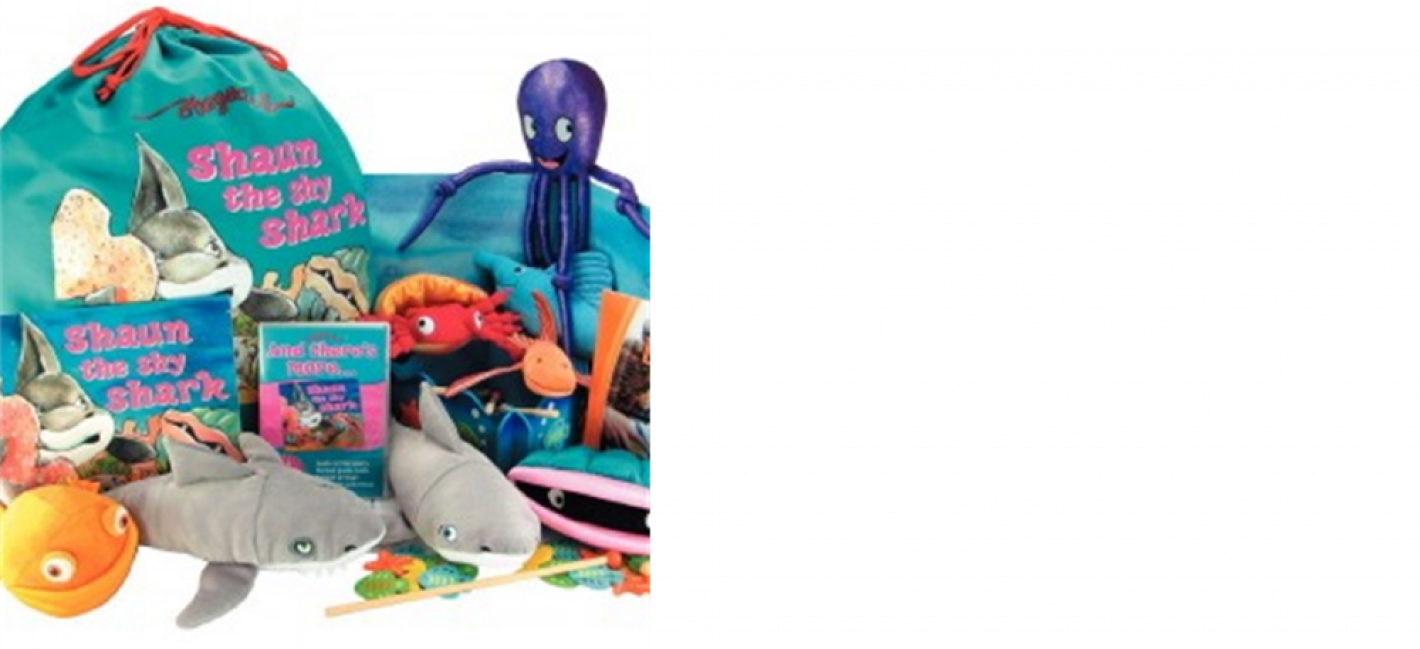 Billede fra Praksis 7 2021 - Opslagstavlen Shaun the shy shark story sack