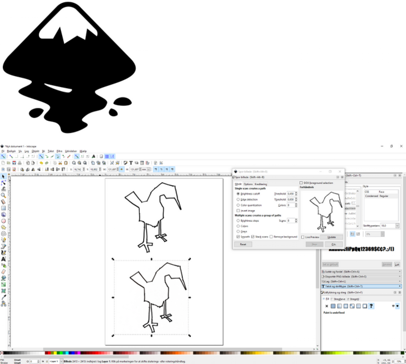Screendump af programmet Inkscape