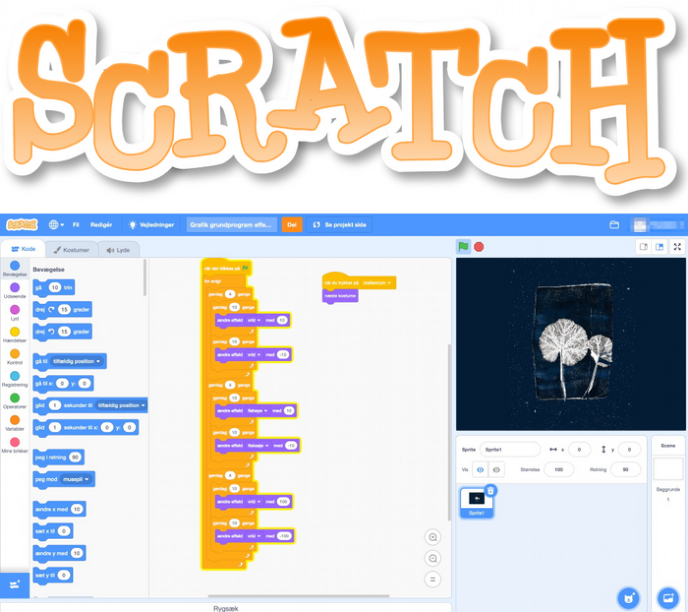 Screendump af programmet Scratch