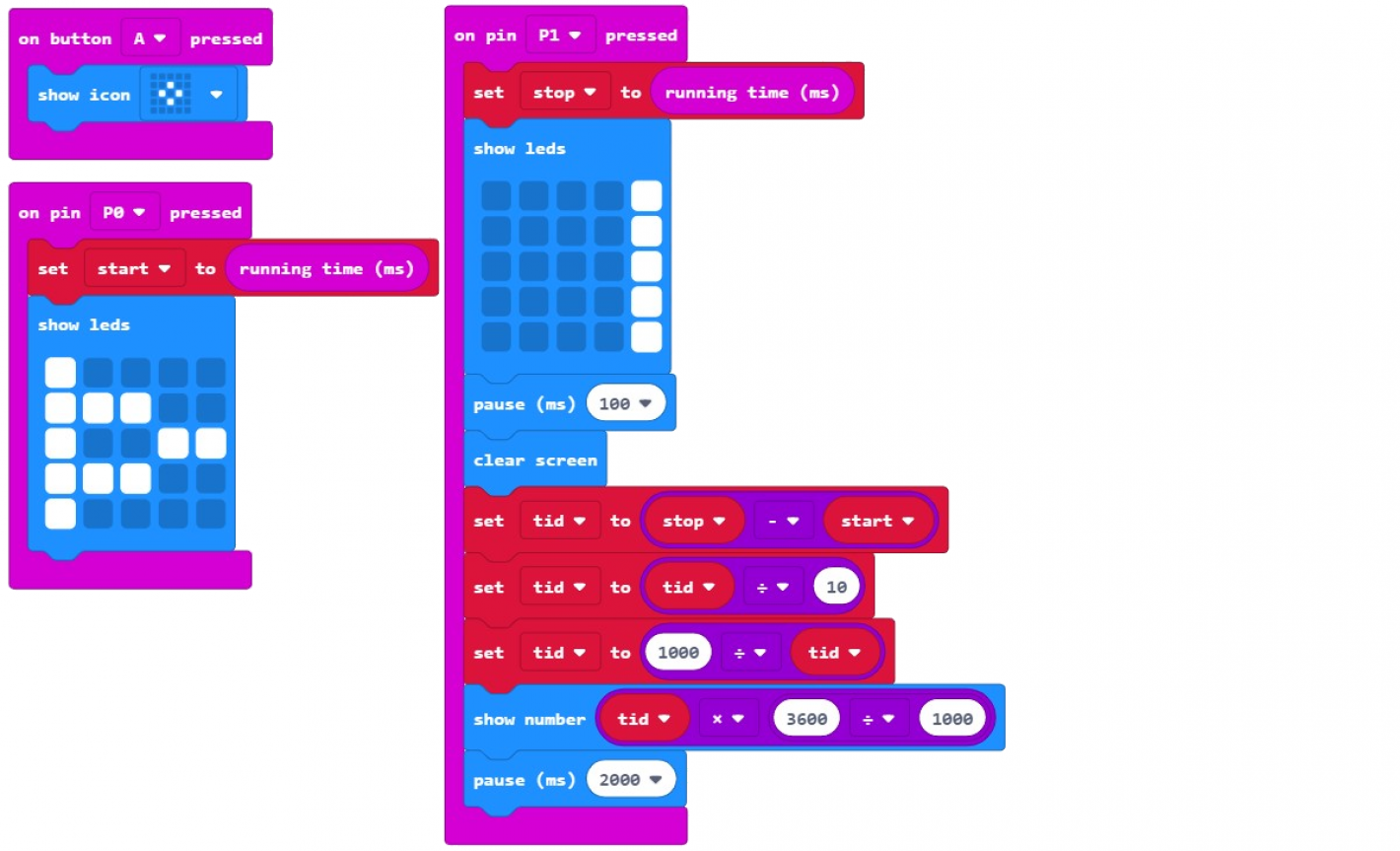 Program til MakeCode med Micro:bit