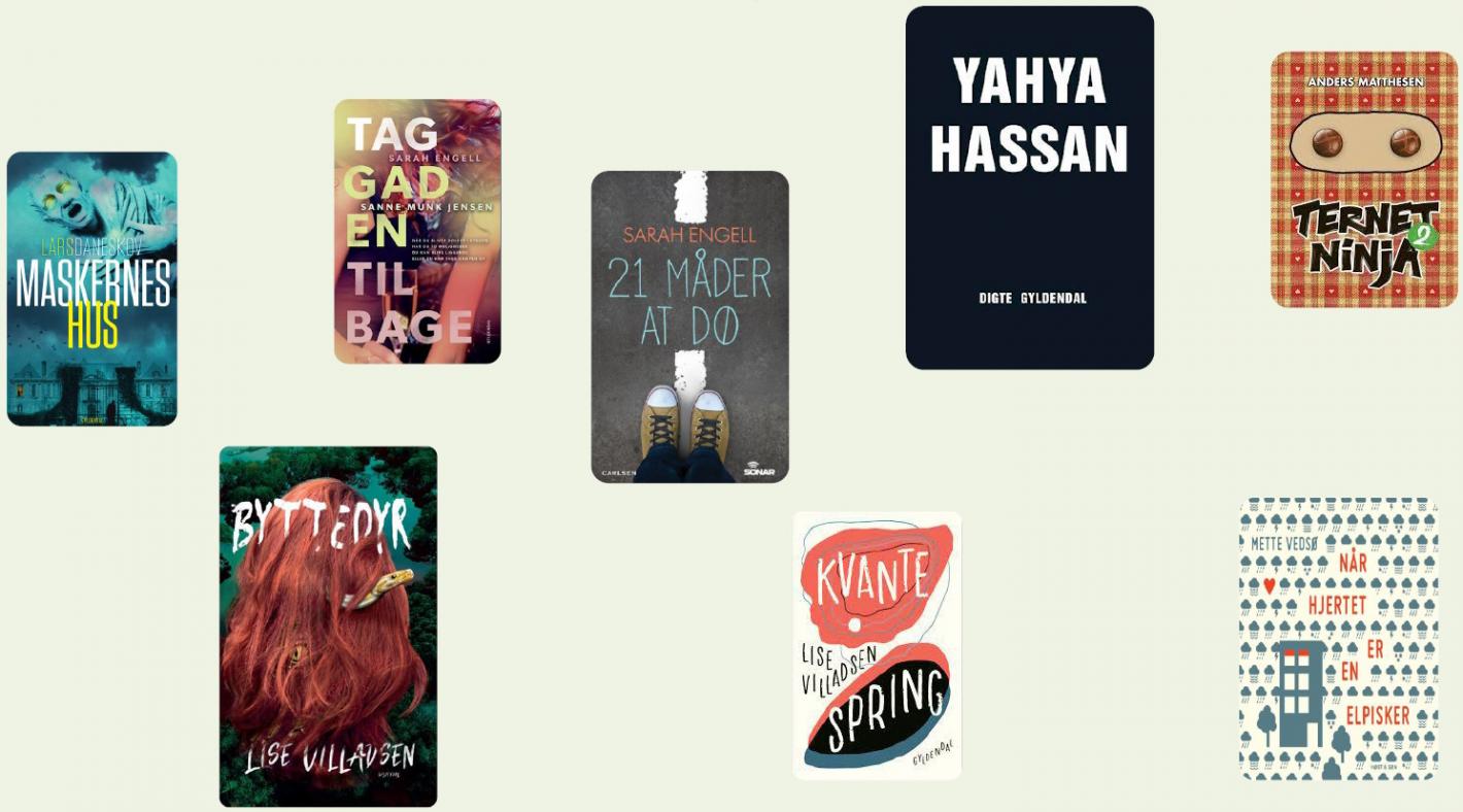 Lydbøger: Maskernes hus, Tag gaden tilbage, 21 måder at dø, Yahya Hassan - Digte, Ternet Ninja 2, Byttedyr, Kvantespring, Når hjertet er en elpisker